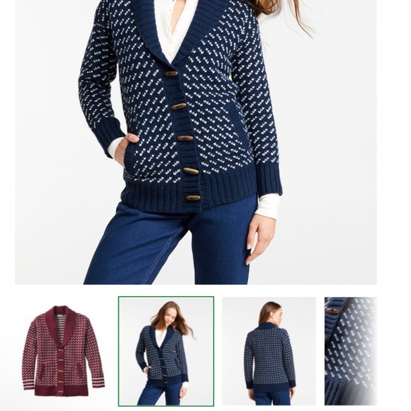 LLBean Ragg Wool Cardigan Sweater size Medium EUC - Picture 5 of 6